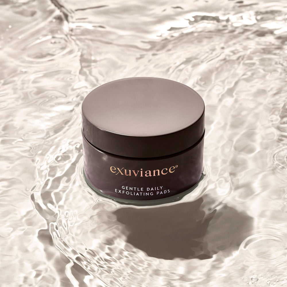 EXUVIANCE label detail showing dermatologist tested and paraben-free benefit