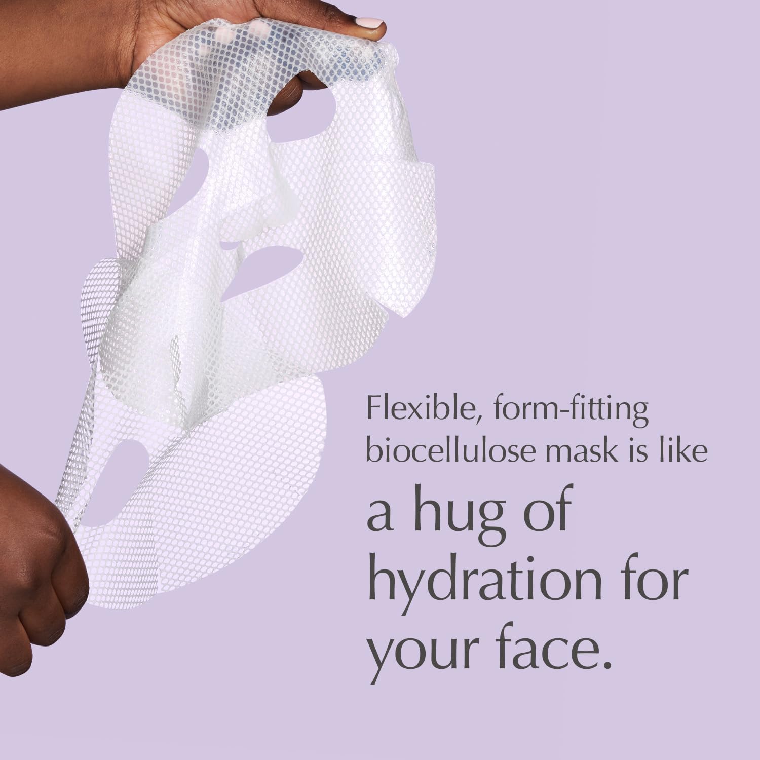 EXUVIANCE sheet mask applied on face demonstrating lift and instant plumping effect