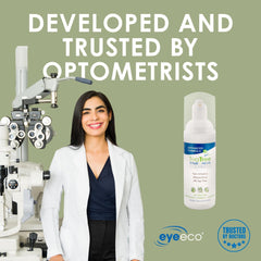 EYEECO shea and vitamin E label close-up showing moisturizing ingredient benefits