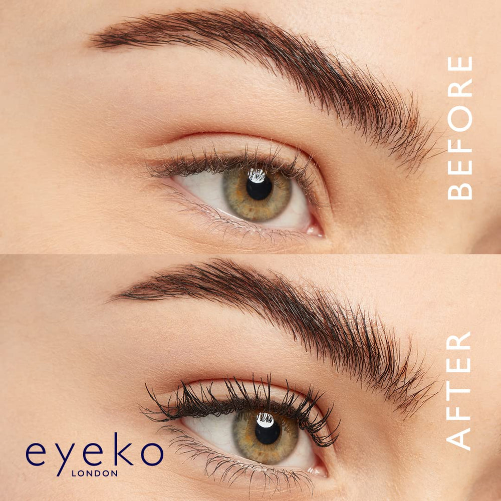 Eyeko mascara lifestyle shot poolside demonstrating waterproof wear during swim and sun