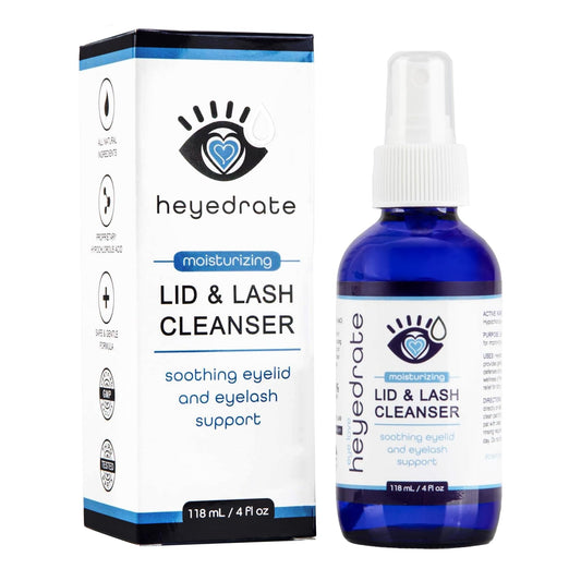 Eye Love front bottle view showing clear glass and label for gentle eyelid care