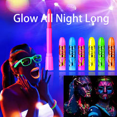 eyigylyo applied on cheek under black light demonstrating bold UV glow