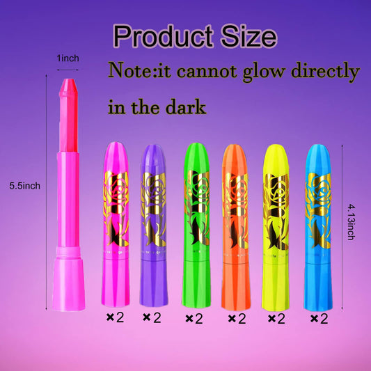 eyigylyo open tubes arranged to display twelve neon hues for creative use