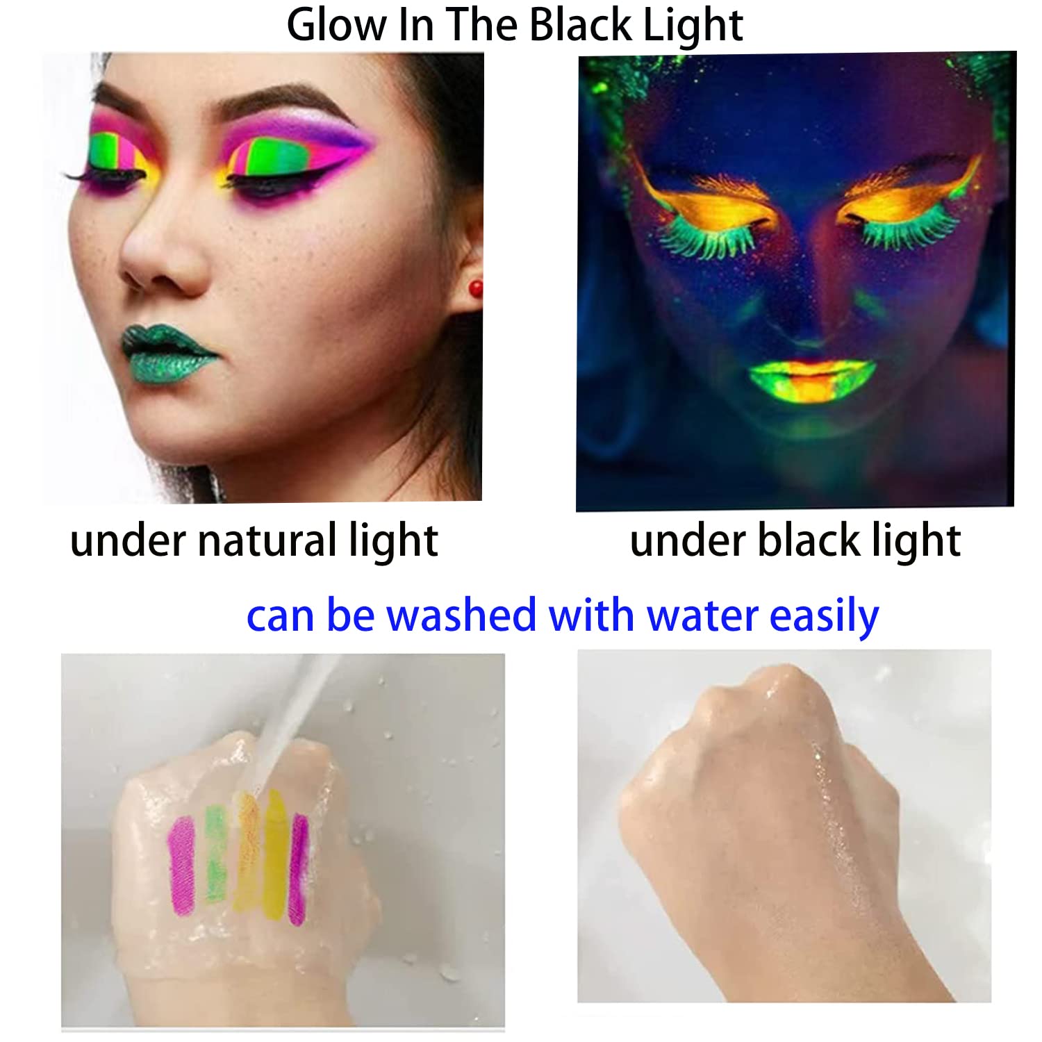 eyigylyo rinsing off skin with soap showing easy washable removal