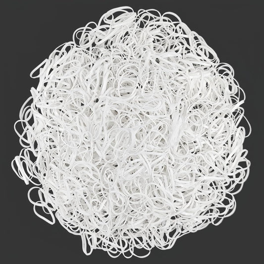 Ezepeo front package showing 1500 white mini hair elastics, great value