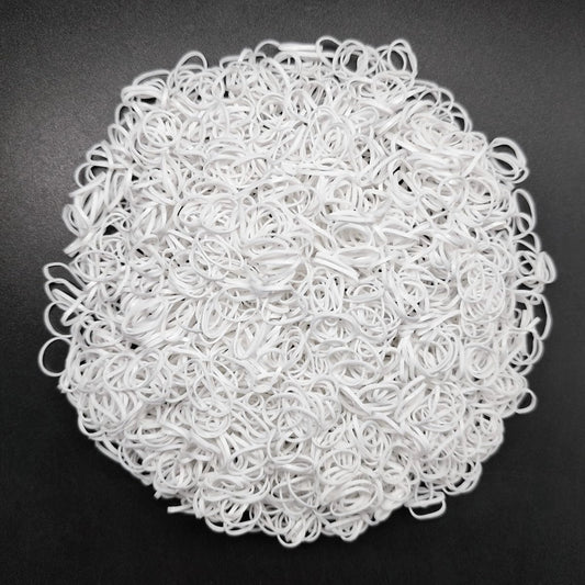 Ezepeo front packaging showing 3200 white mini hair elastics and bulk value