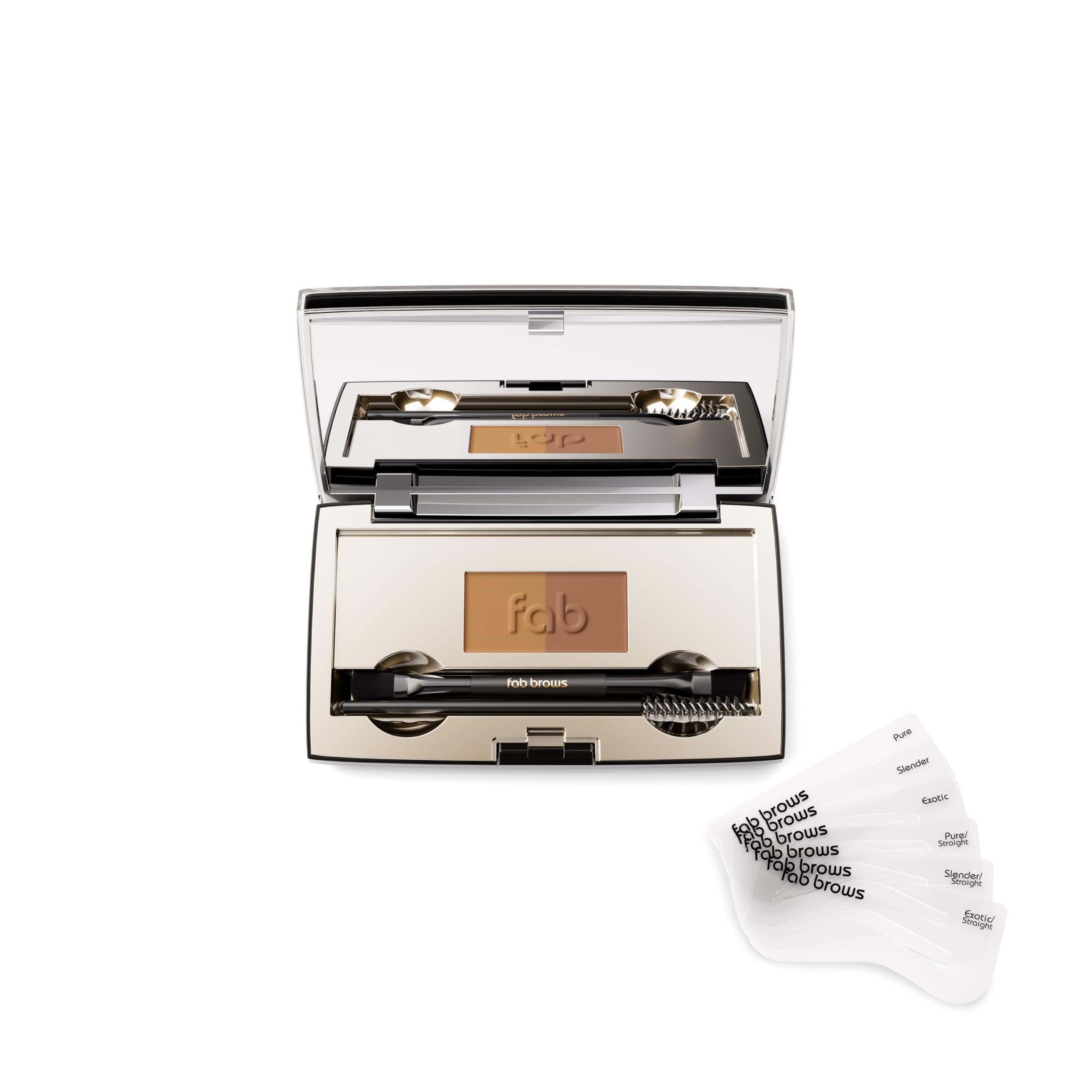 Fab Brows front packaging showing compact and palette for neat storage