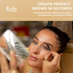 Fab Brows open palette with powders and stencils showing effortless shaping