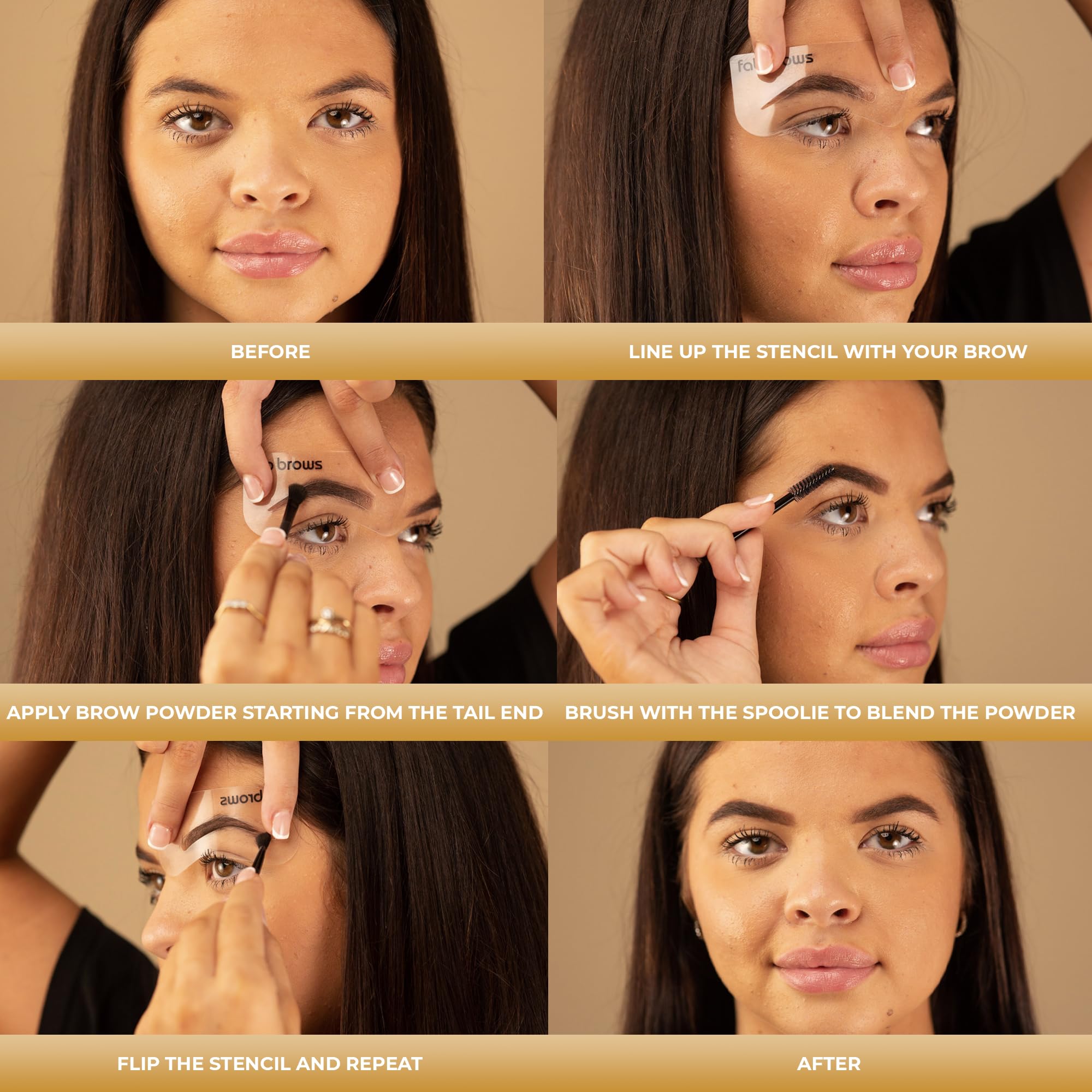 Fab Brows six reusable stencils laid out offering consistent arches