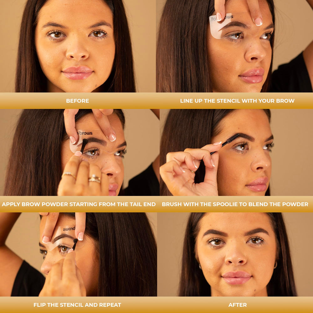 Fab Brows six reusable stencils laid out offering consistent arches