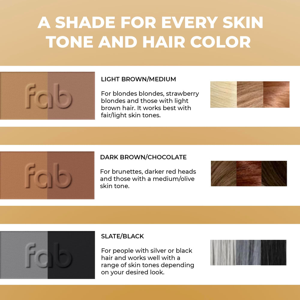 Fab Brows compact in travel pouch for on-the-go brow touch-ups