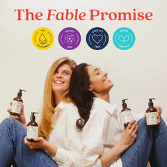 Fable & Mane conditioner on bathroom shelf styled for daily routine inspiration