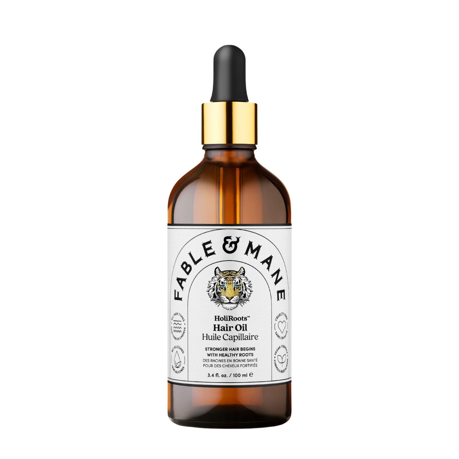 Fable & Mane bottle front packaging showing product and benefits