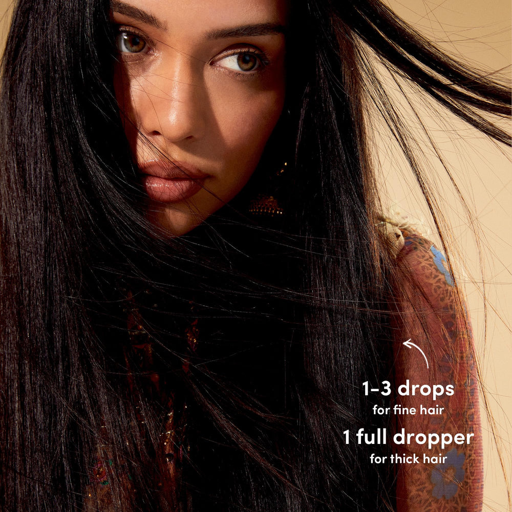 Fable & Mane hair after application demonstrating smoother shinier finish