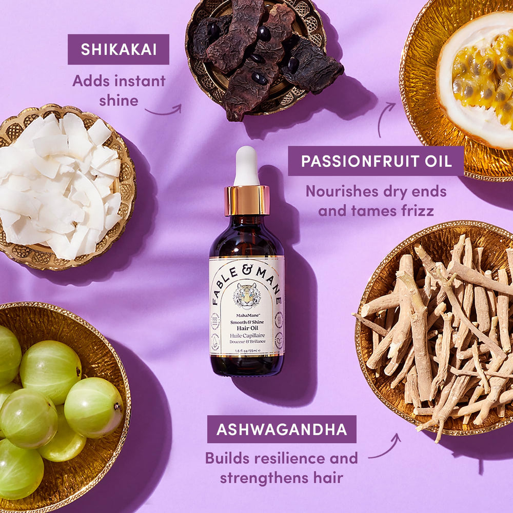 Fable & Mane saffron and jasmine spices conveying the serum's rich scent