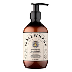 Fable & Mane bottle front view showing branding and volumizing promise