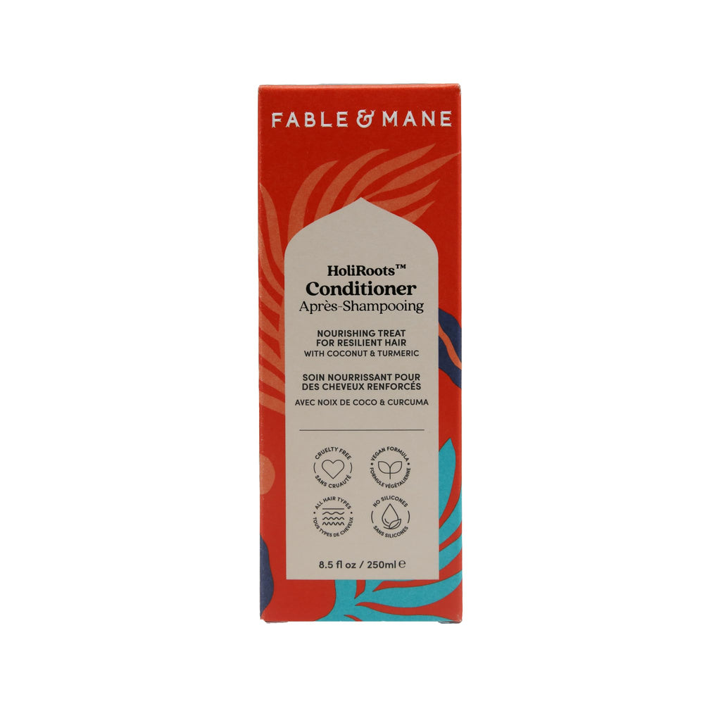 Fable & Mane conditioner on bathroom shelf creating a calming ritual