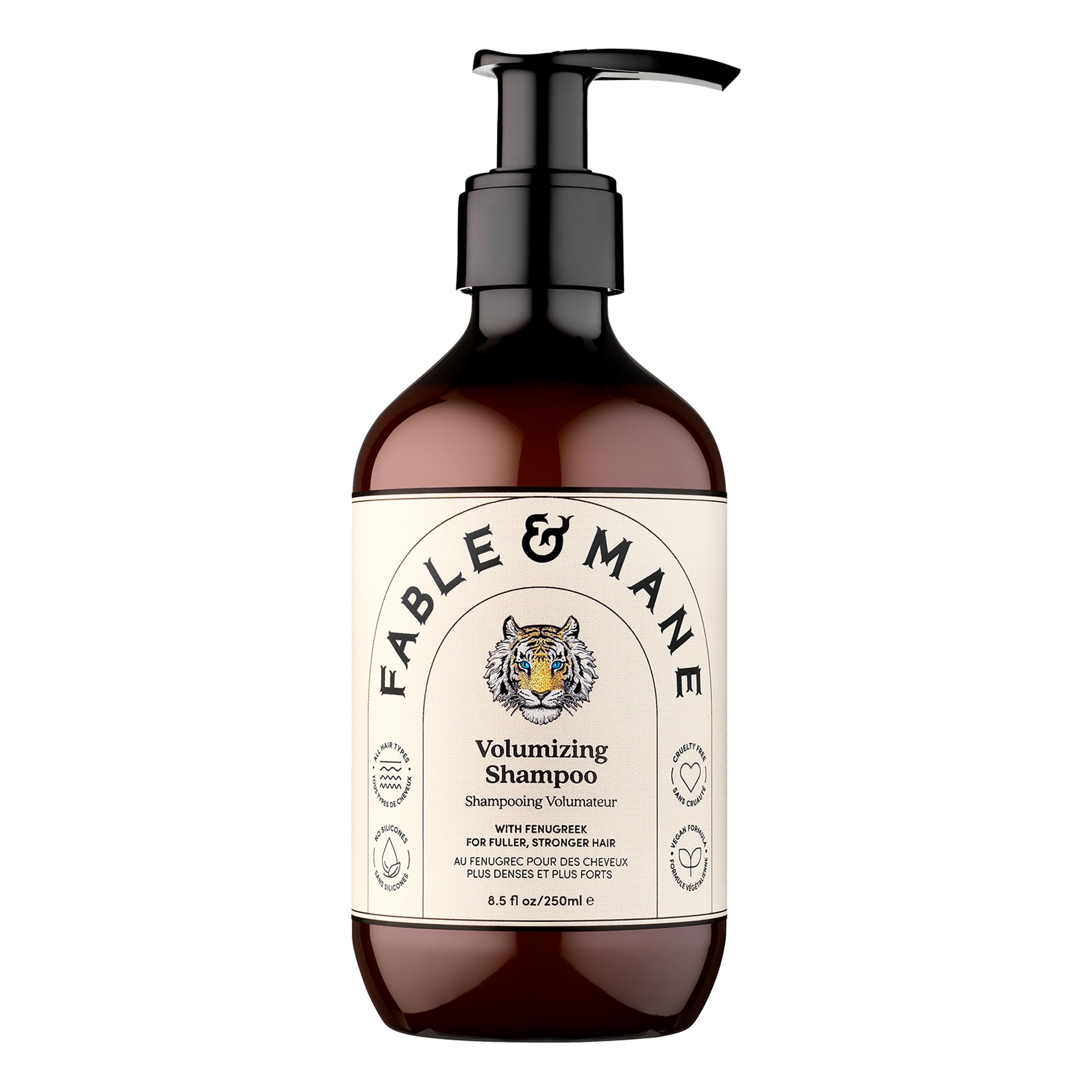 Fable & Mane front bottle showing label and volume benefit