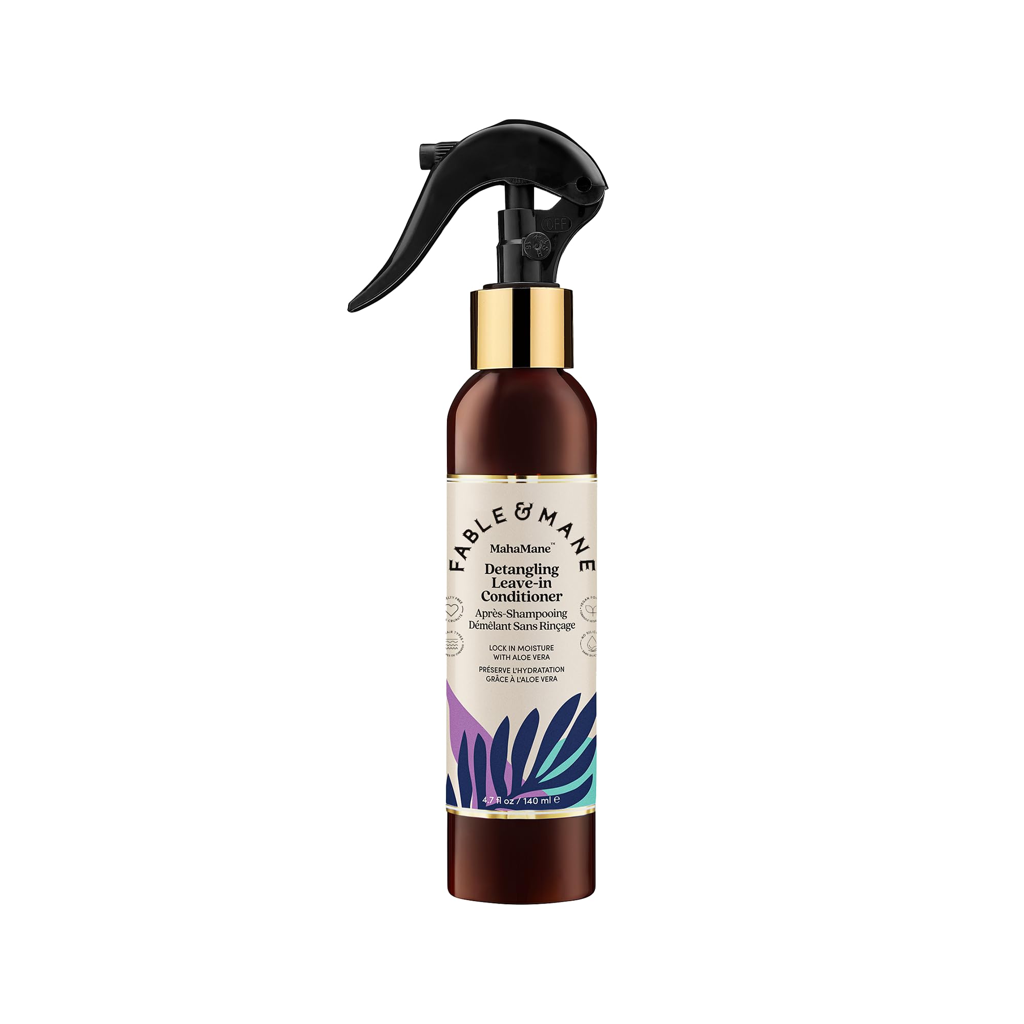Fable & Mane front packaging showing lightweight detangling spray and benefits
