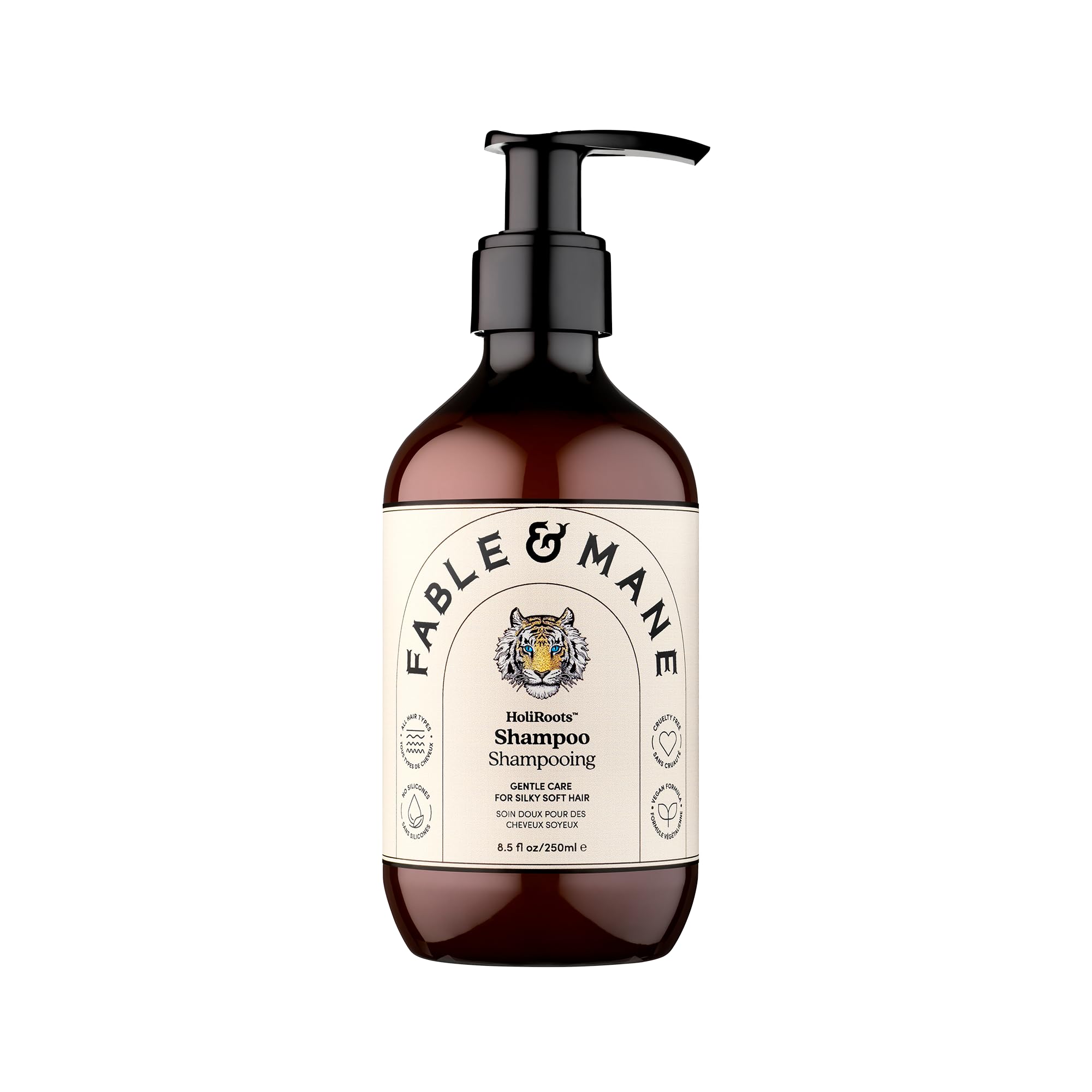 Fable & Mane shampoo front bottle showing hydration benefit