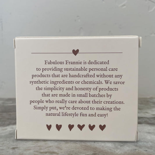 Fabulous Frannie bar texture close-up highlighting smooth lathering plant-based formula
