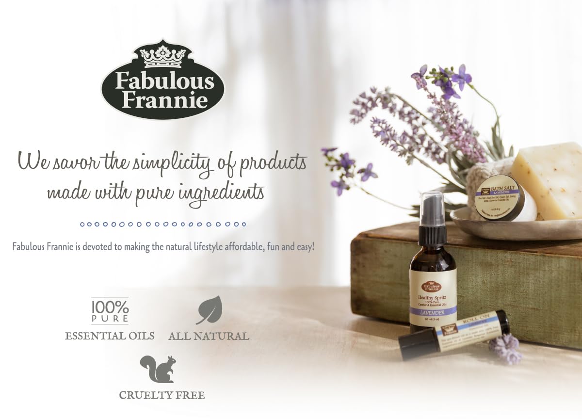 Fabulous Frannie soap in bathroom setting showing 4oz bar on tray and calming patchouli aroma