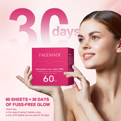 FACEMADE stacked sheets showing thickness and lint-free durable feel