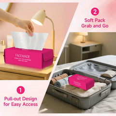 FACEMADE towel flat lay showing XL size and absorbent coverage