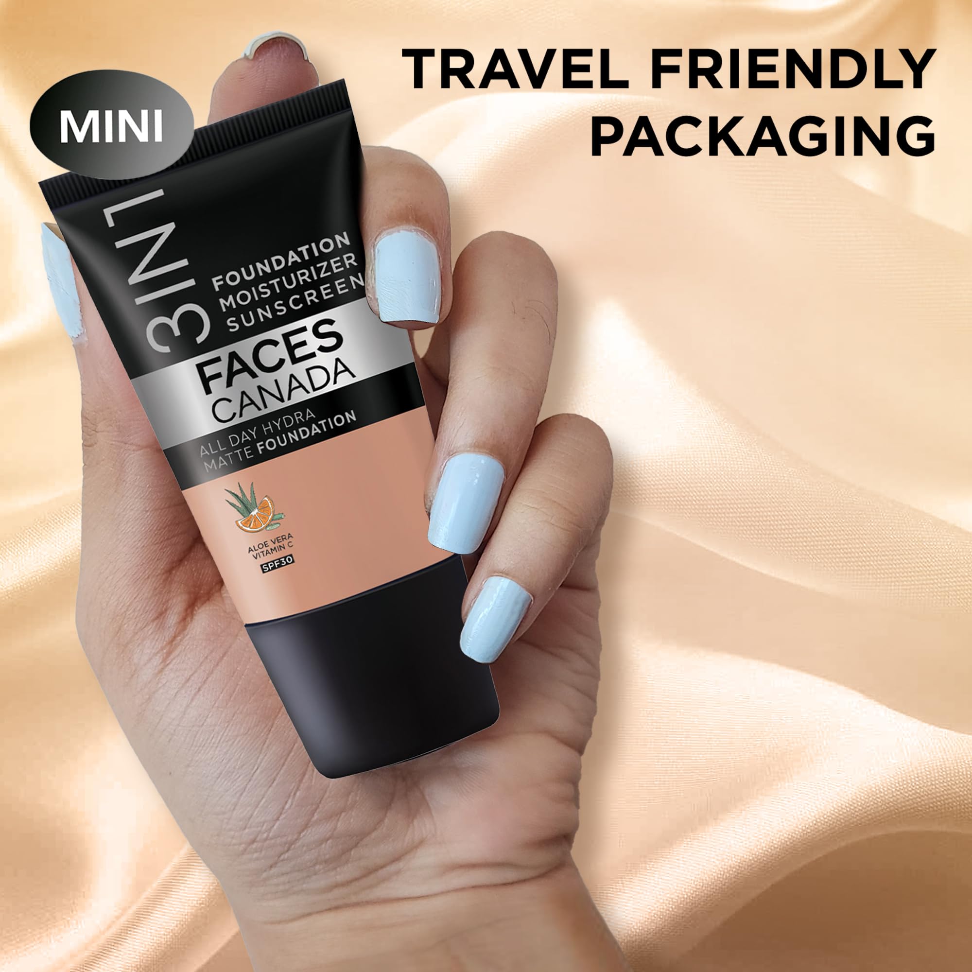 Facescanada application on face showing even coverage and natural look