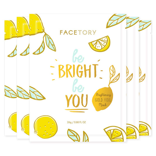 FACETORY front packaging showing gold foil mask and five-count benefits