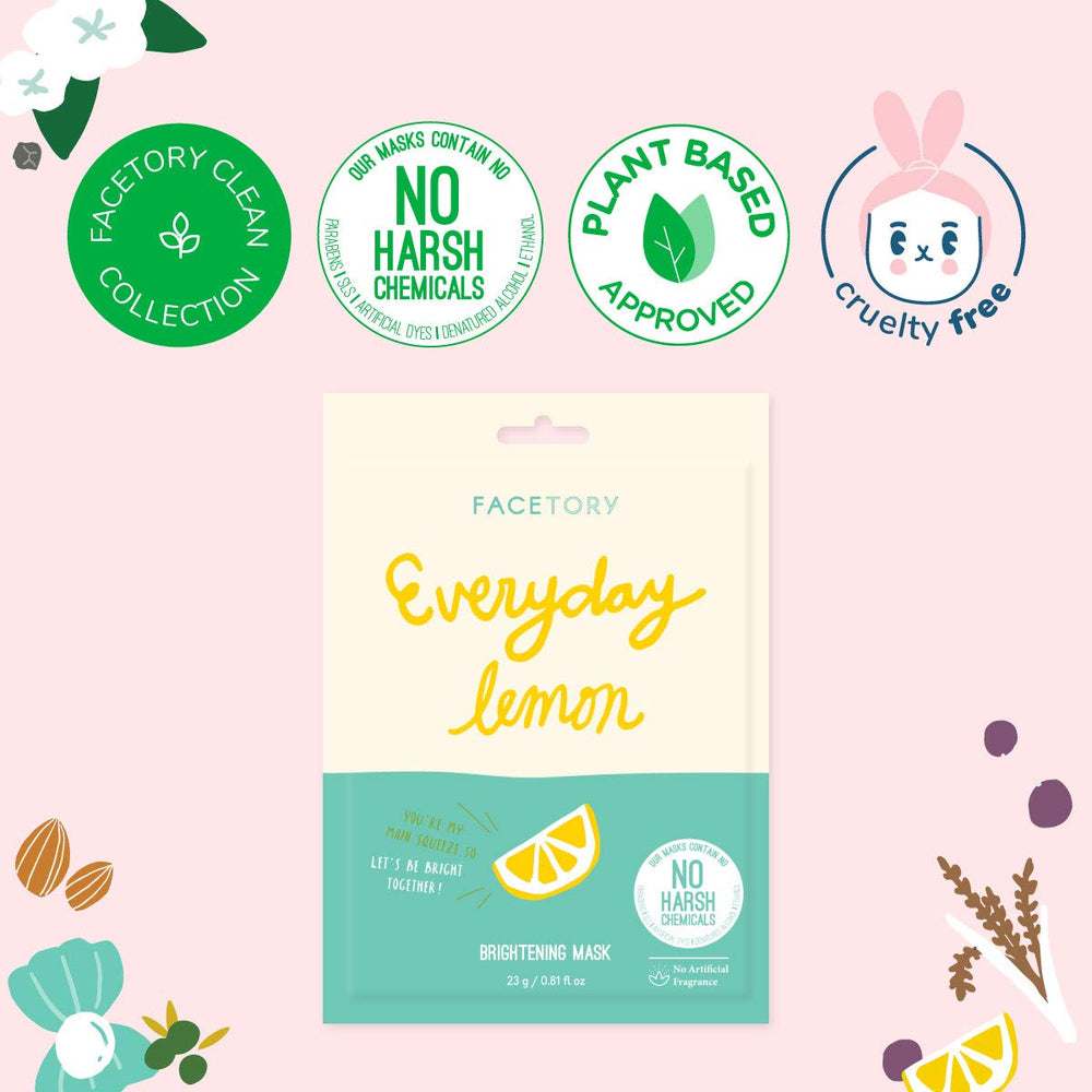 FACETORY lemon slices and extracts highlighting natural brightening ingredient