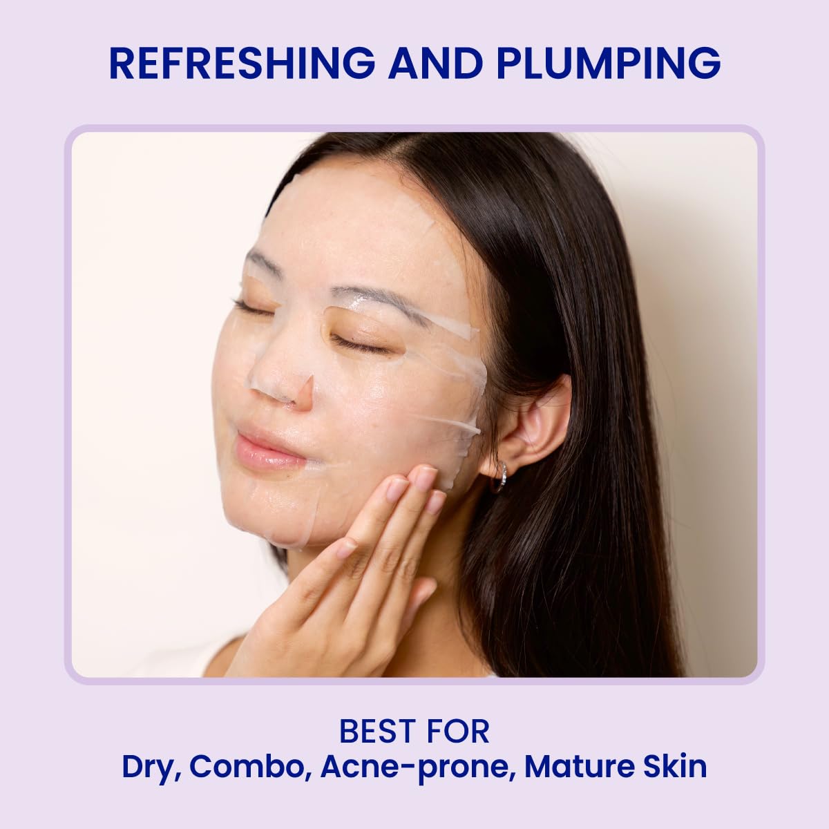 FACETORY mask applied on woman relaxing to show comfortable fit and soothing effect