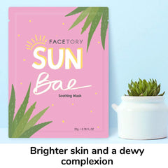 FACETORY model applying SUN BAE mask showing immediate cooling relief benefit