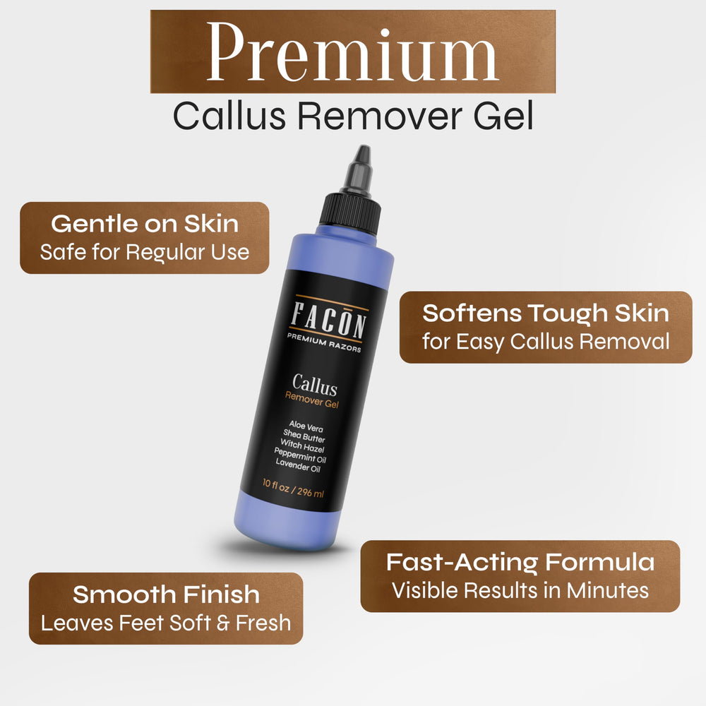 FACON gel applied to foot during at-home pedicure showing targeted callus care