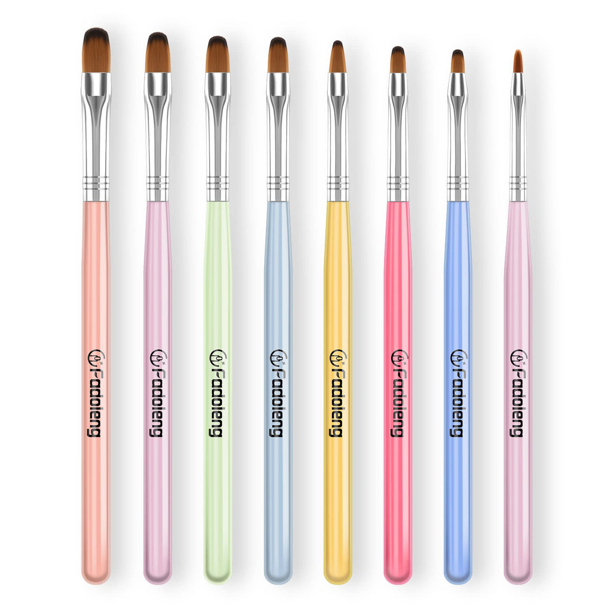 Fadoleng front view of 8-piece brush set showing complete kit benefit