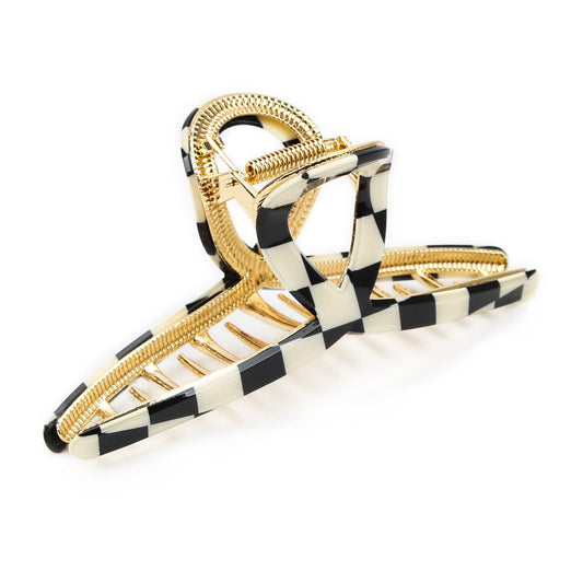 FAELBATY front view checkerboard clip showing bold pattern and reliable hold