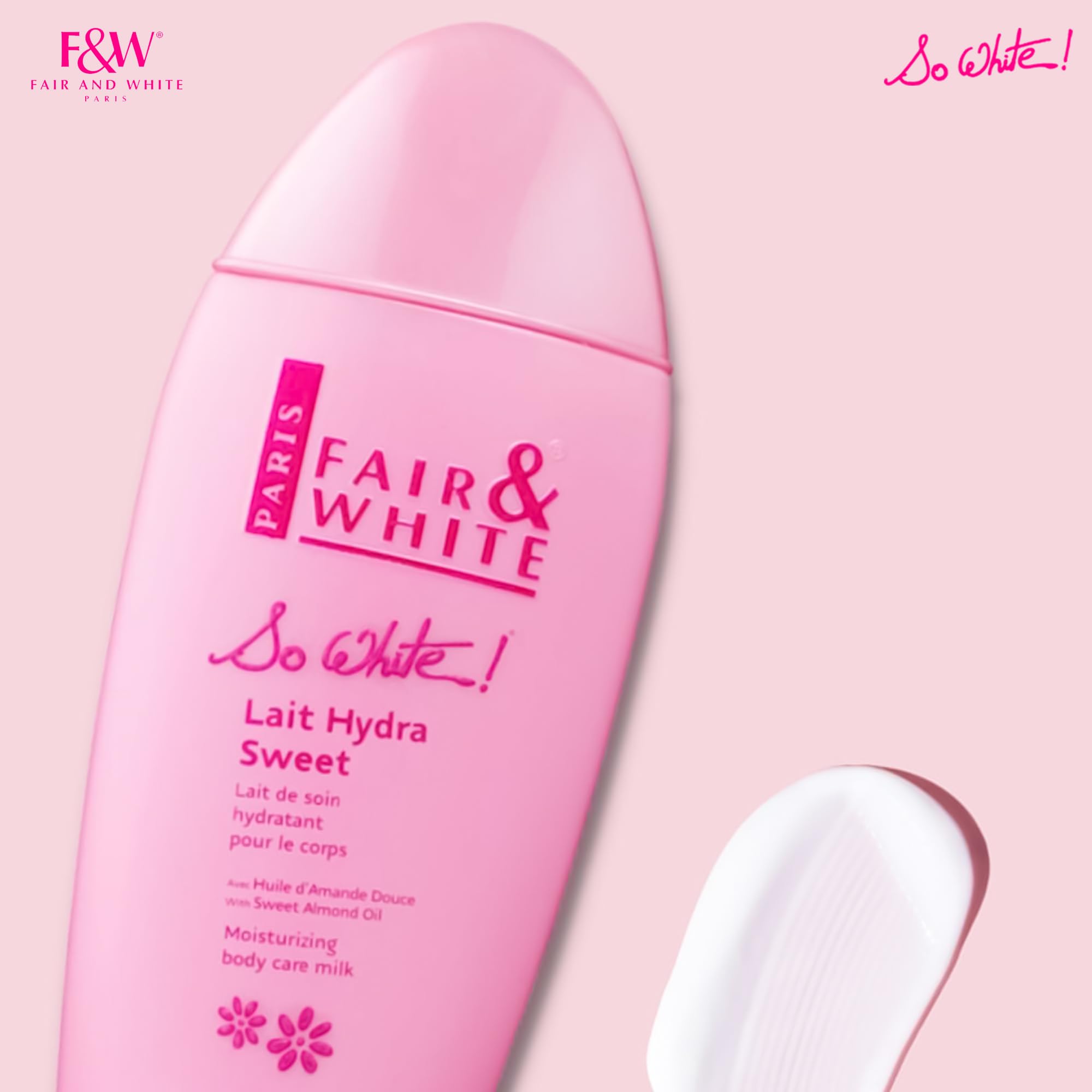 FAIR & WHITE lotion on bathroom shelf suggesting daily routine