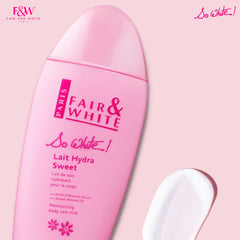 FAIR & WHITE lotion on bathroom shelf suggesting daily routine