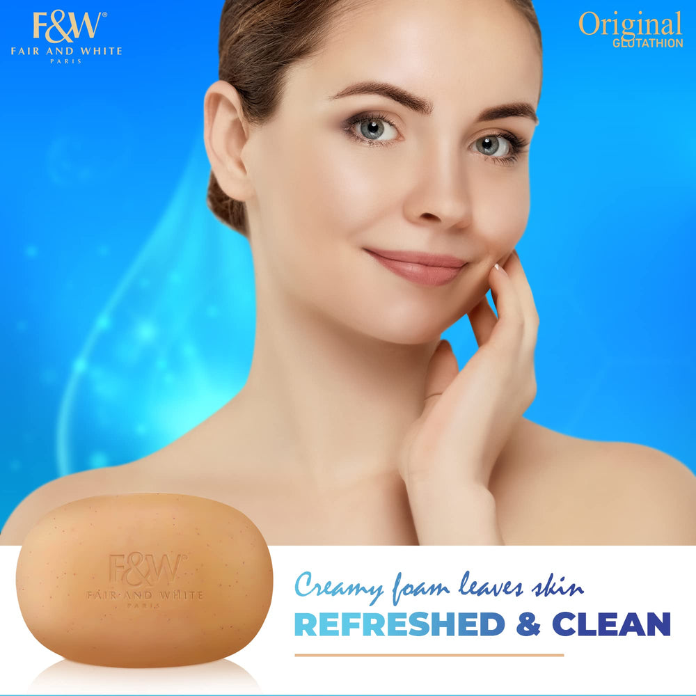 FAIR & WHITE soap on shower shelf for convenient daily use