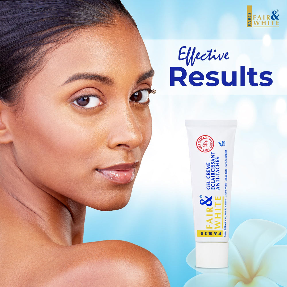 FAIR & WHITE applying gel to neck demonstrating targeted brightening