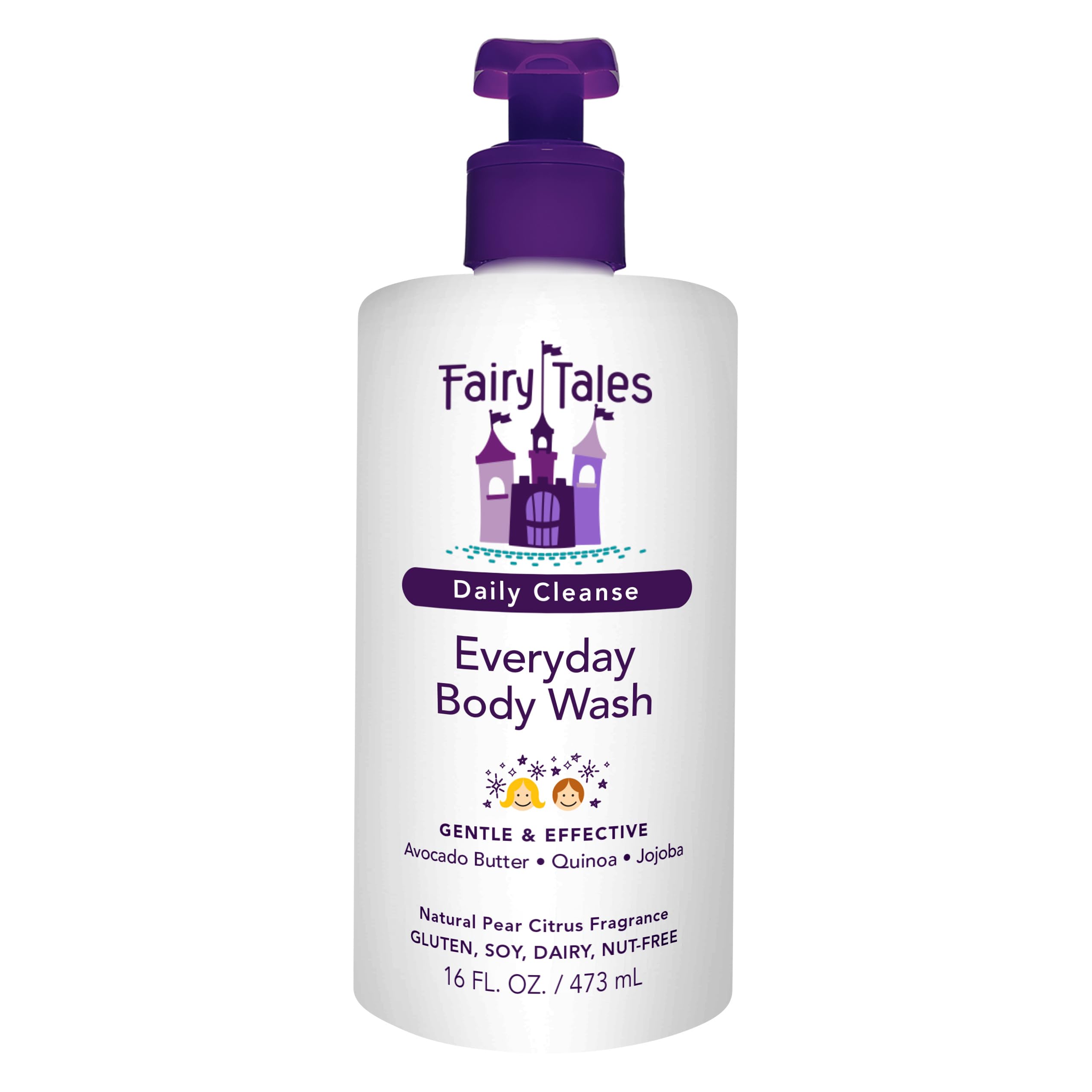 Fairy Tales bottle front label showing gentle cleanser and benefits