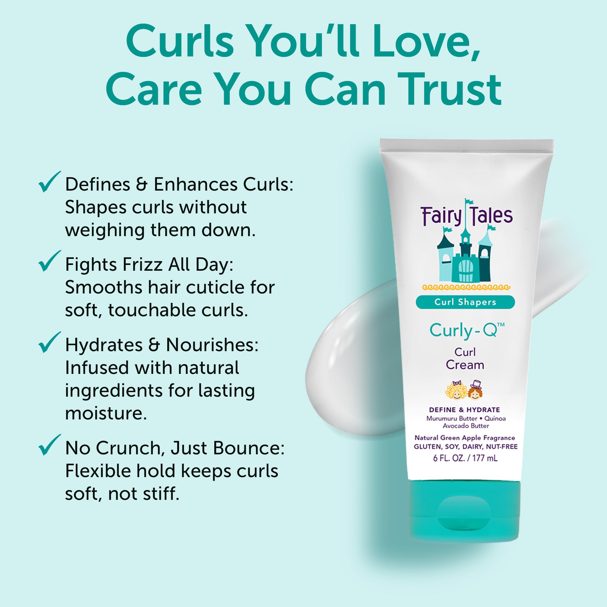 Fairy Tales being applied to a child’s curls to define waves and reduce frizz