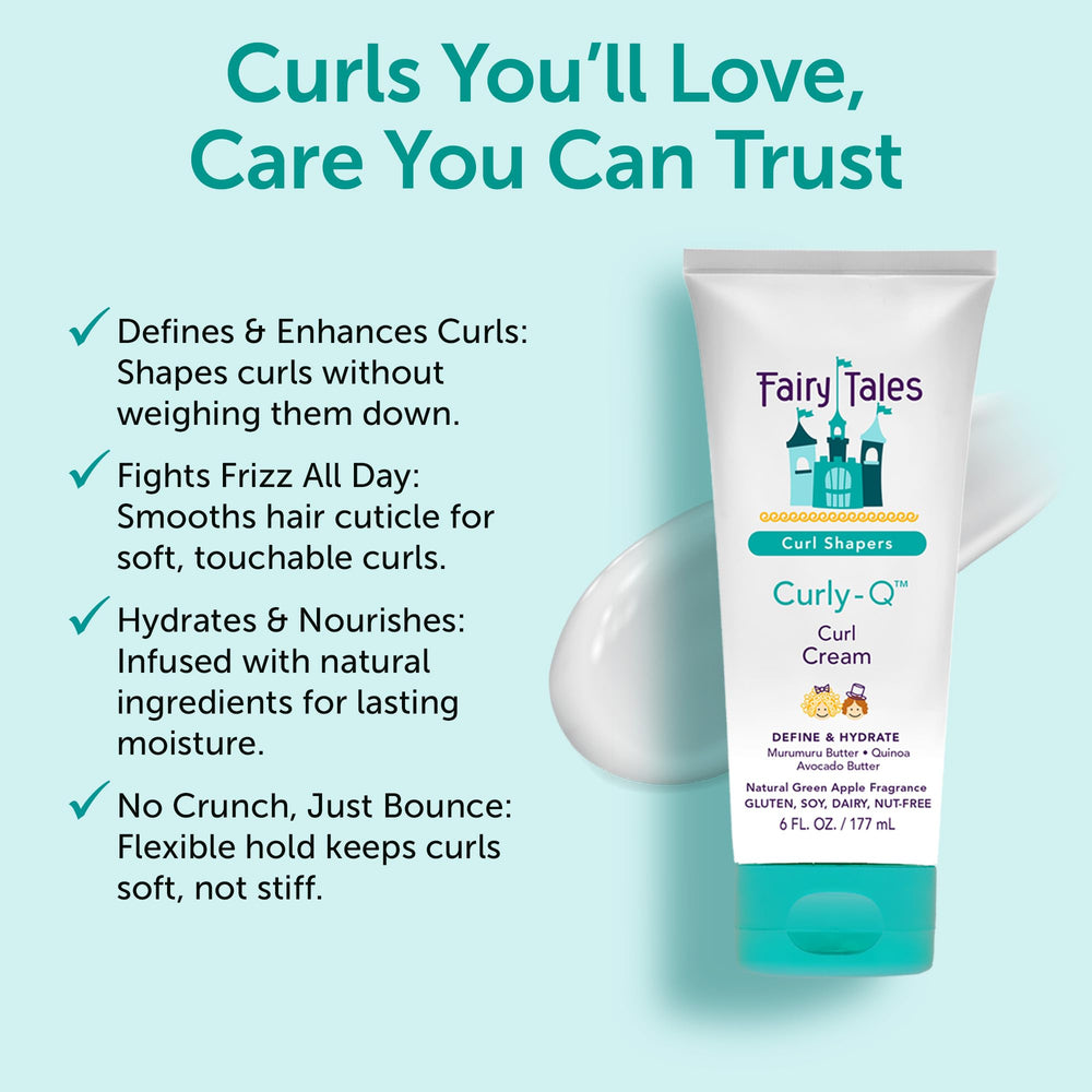 Fairy Tales being applied to a child’s curls to define waves and reduce frizz