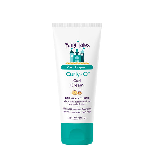 Fairy Tales front packaging showing curl cream and kid-friendly labeling for safe styling