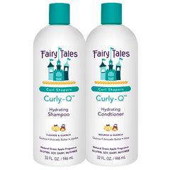 Fairy Tales Curly-Q front packaging shows 32 oz two-pack and kid-friendly design benefits