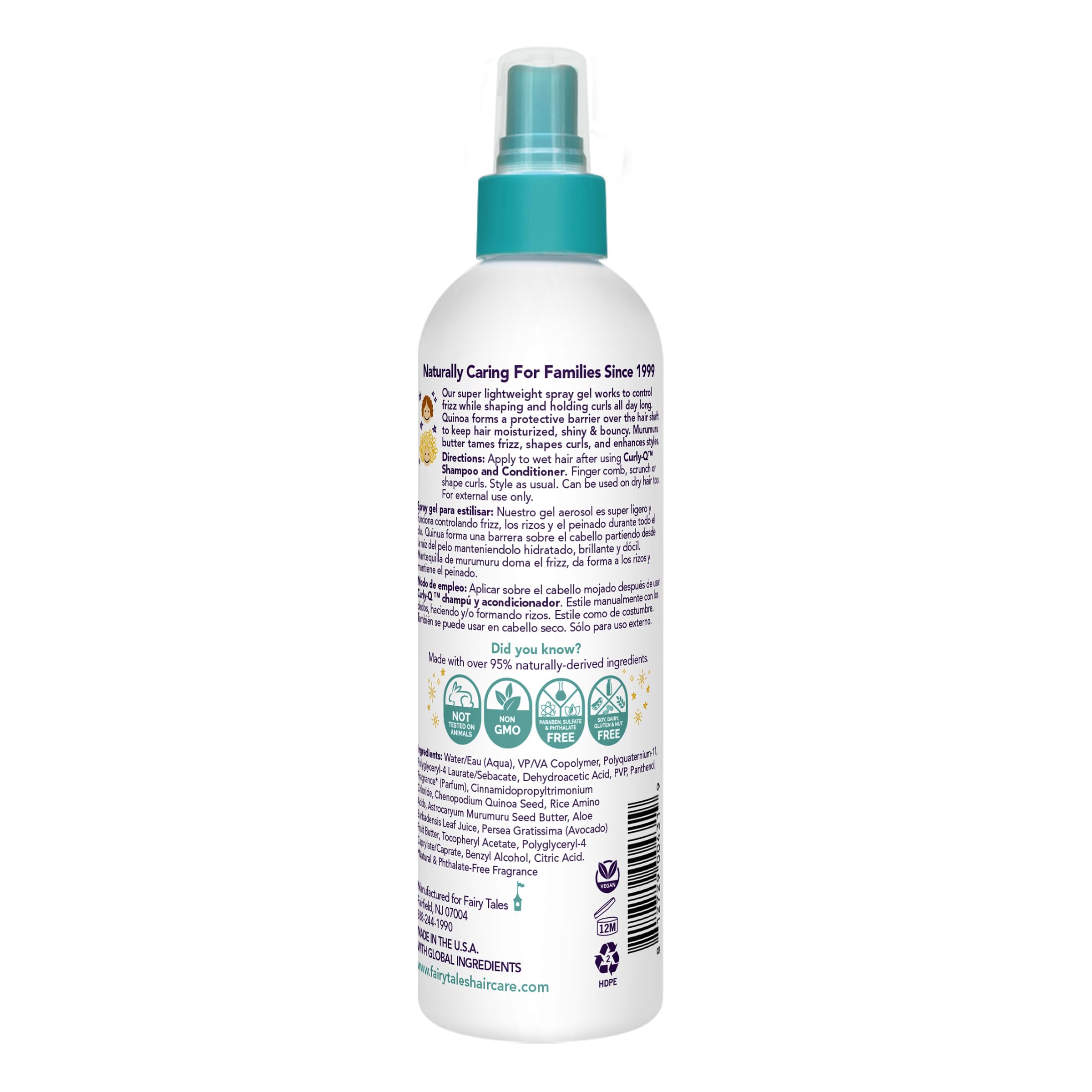 Fairy Tales spray action dispensing product onto hair for quick styling