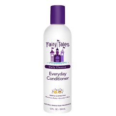 Fairy Tales front bottle view showing gentle kids conditioner and easy-pour benefit