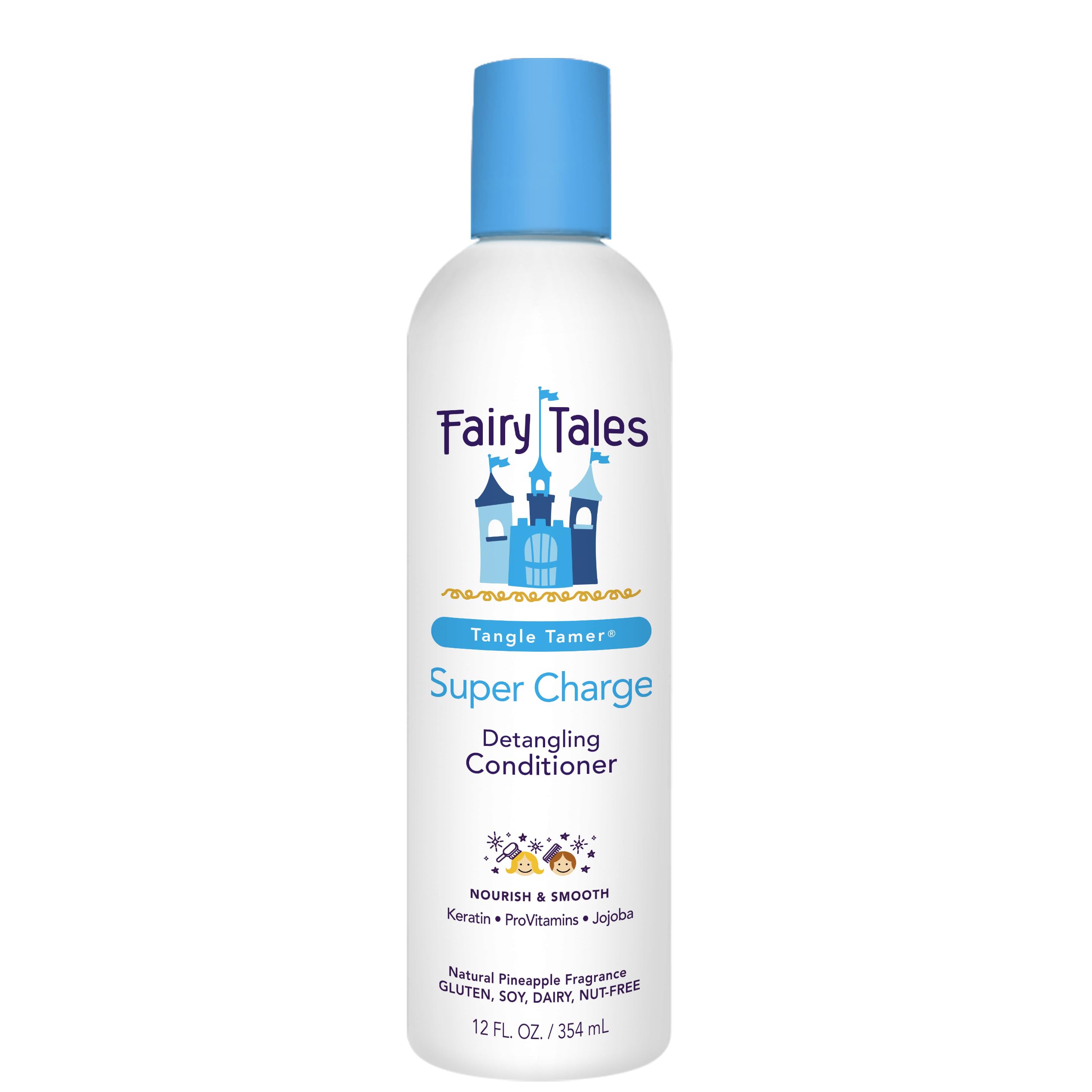 Fairy Tales front packaging showing 12 oz bottle and kid-friendly design benefit ease of use
