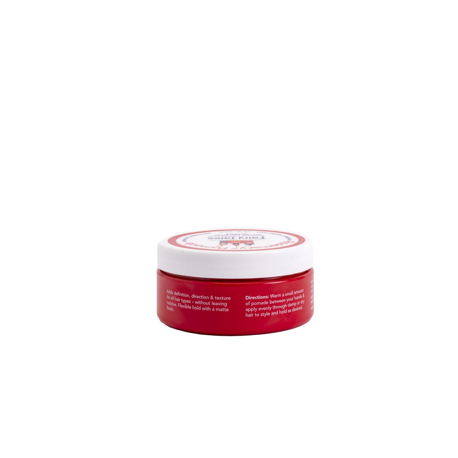 Fairy Tales pomade in adult hand to show 2 oz size and travel-friendly benefit