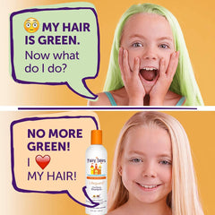 Fairy Tales before-and-after wet hair detangling, displays softer combing benefit